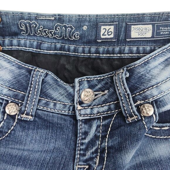 Miss Me Bootcut women's jeans, size 26, embellished, JE5620B2L, medium wash blue - Picture 11 of 13